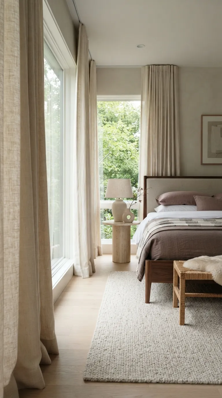 modern luxury bedroom decor ideas Bring In Floor-to-Ceiling Curtains