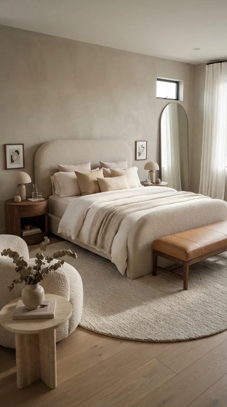 modern luxury bedroom decor ideas Choose Curved Furniture for Softness