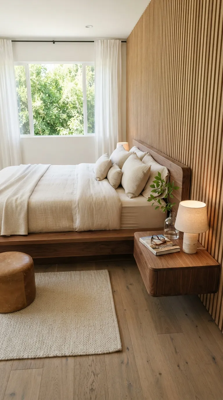 modern luxury bedroom decor ideas Pair Warm Wood With Cream Tones