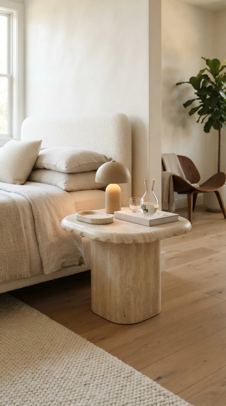 modern luxury bedroom decor ideas Style a Sculptural Bedside Table