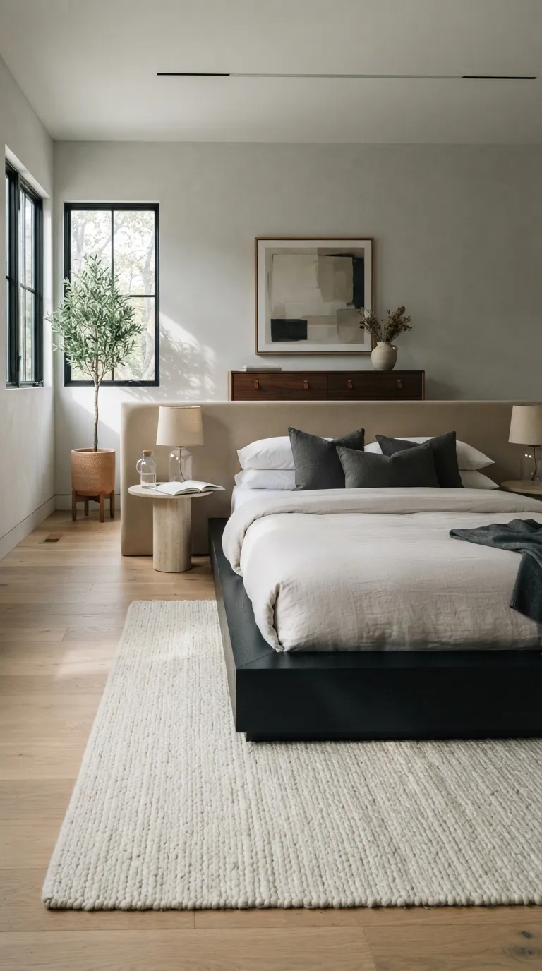 modern luxury bedroom decor ideas Use a Low-Profile Platform Bed