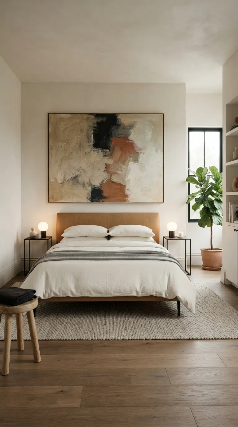 modern luxury bedroom decor ideas Use Statement Artwork Above the Bed