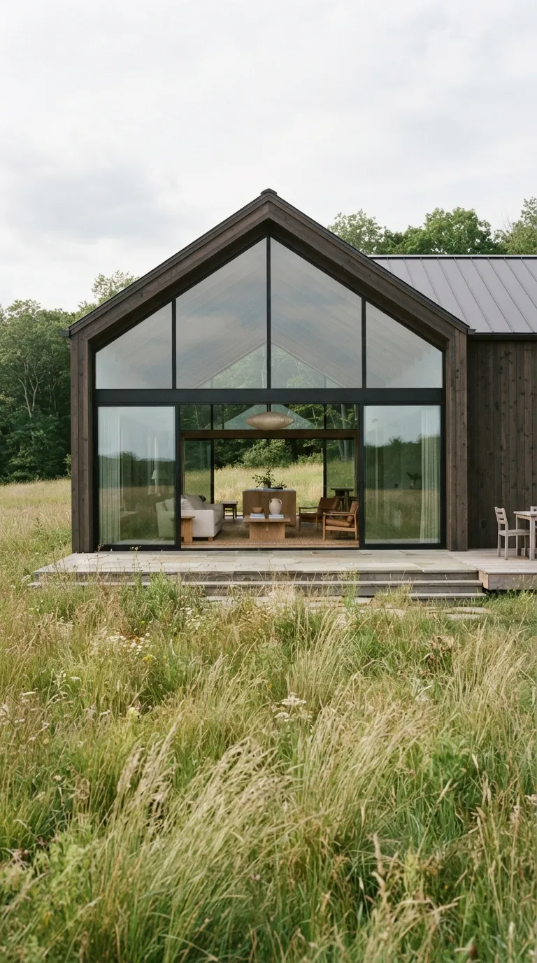 modern minimalist barn house Floor-to-Ceiling Glass