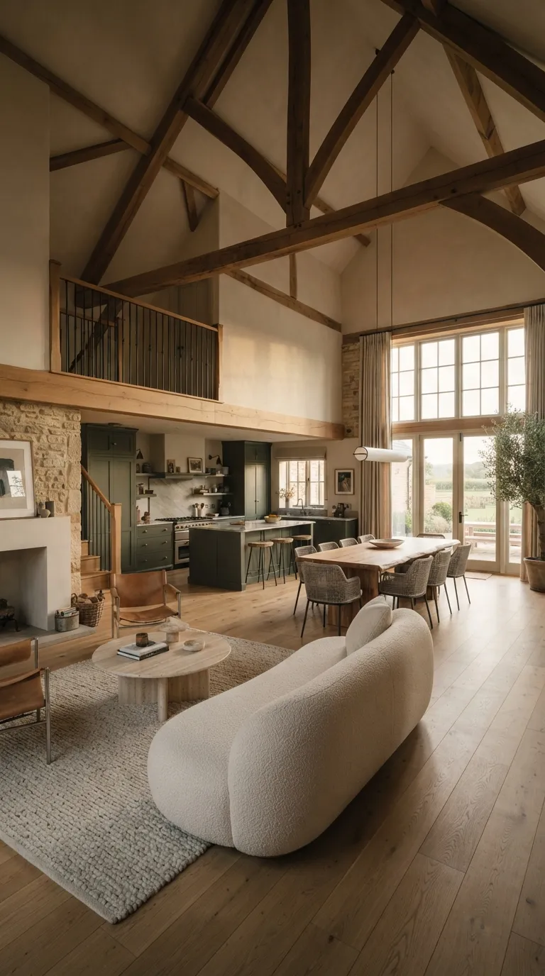 modern minimalist barn house Open-Plan Interiors