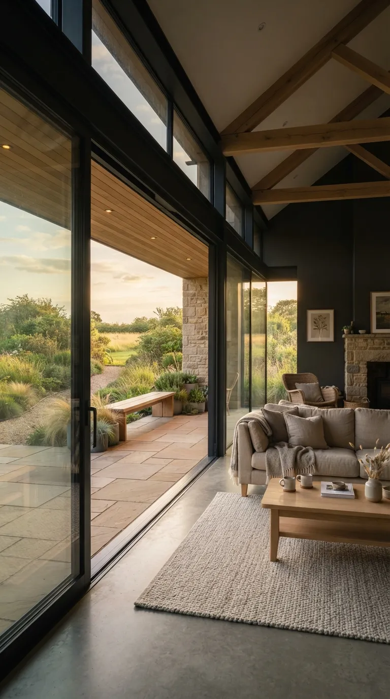 modern minimalist barn house Seamless Indoor Outdoor