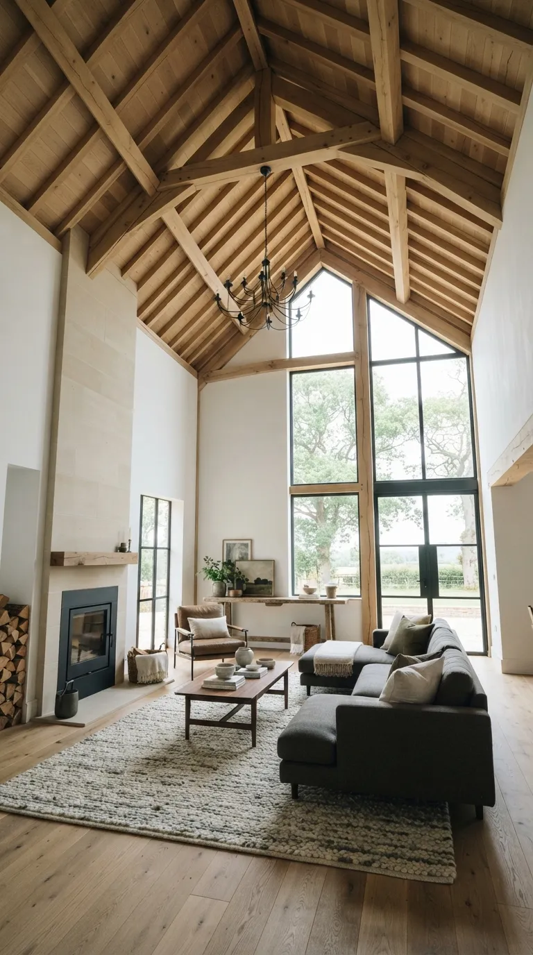 modern minimalist barn house Vaulted Ceiling Lines