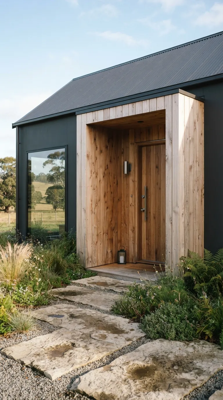 modern minimalist barn house Warm Timber Accents