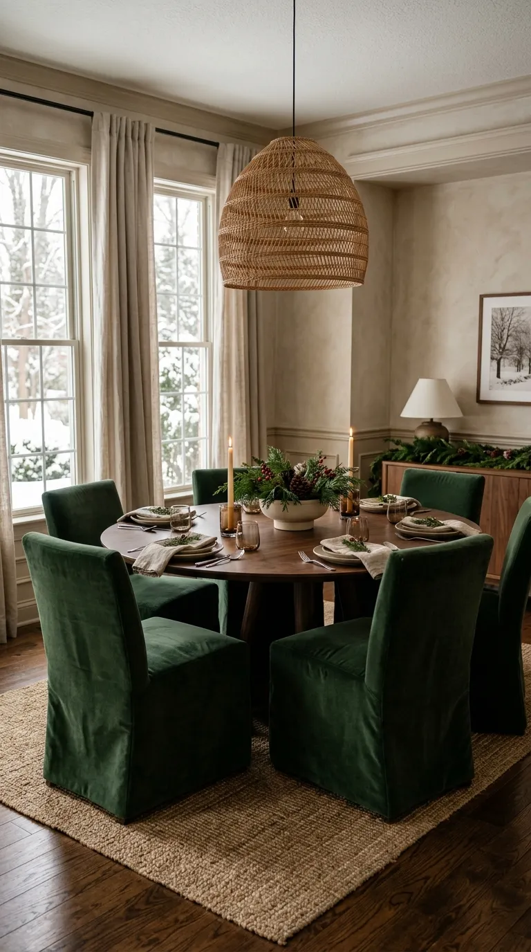 moody christmas decor Deep Green Dining Chairs