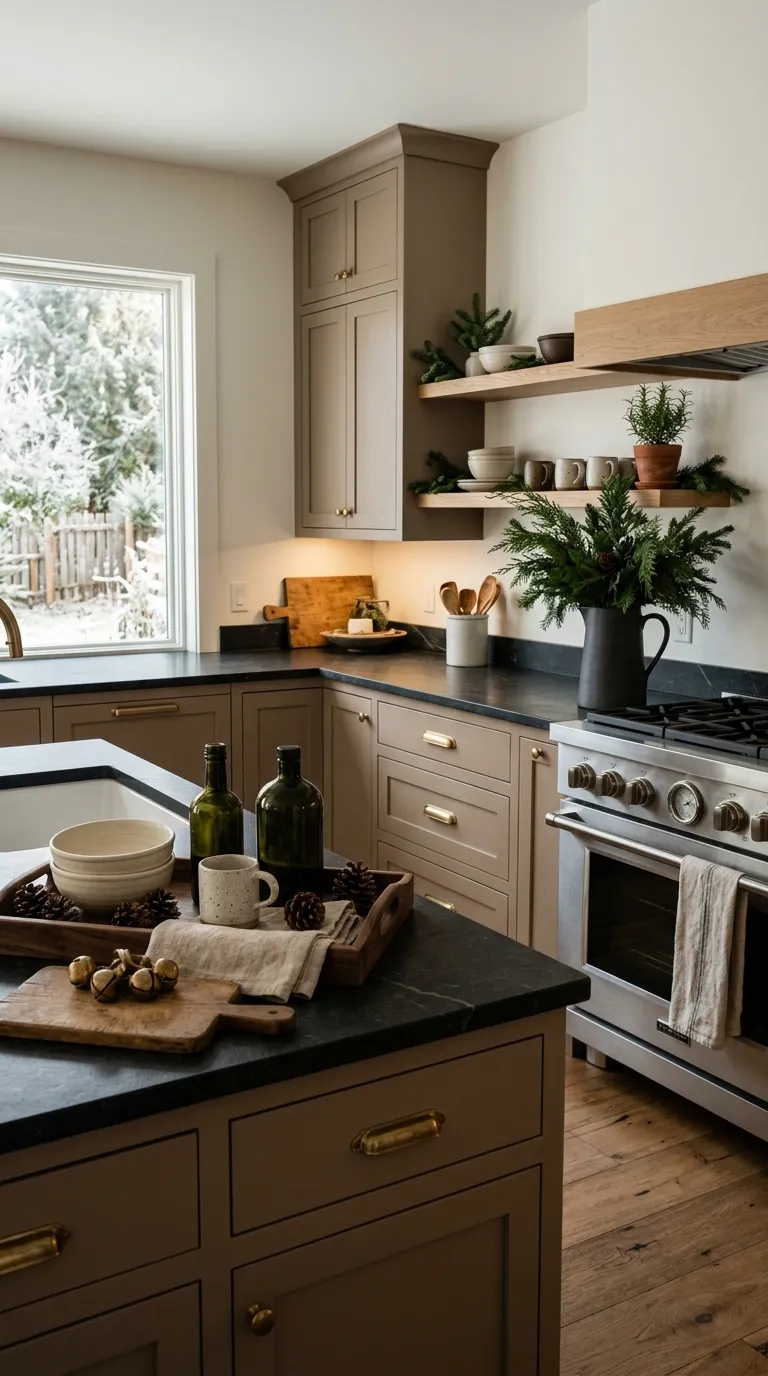 moody christmas decor Moody Kitchen Greenery
