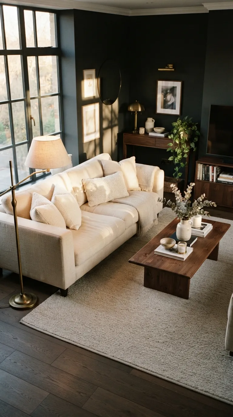 moody home color scheme ideas Charcoal and Cream