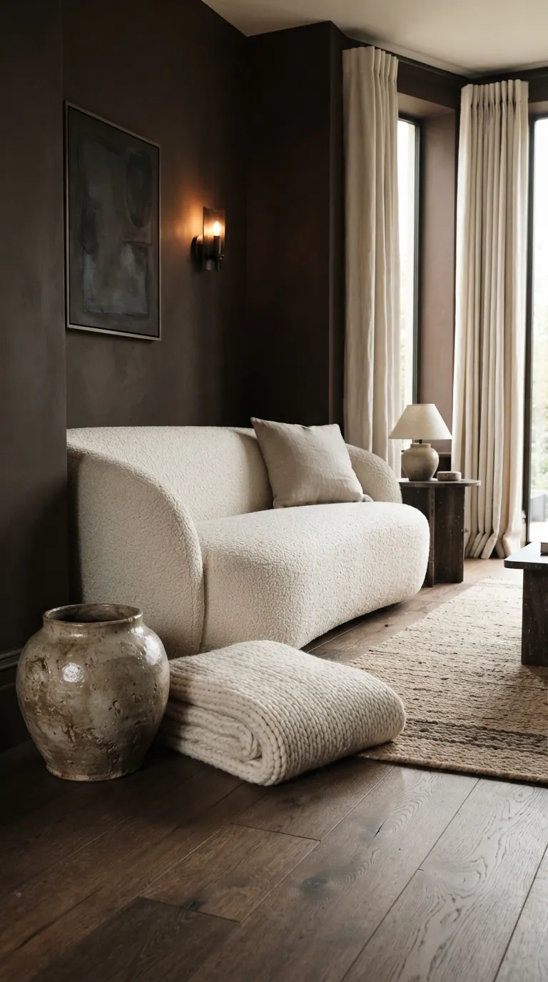 moody home color scheme ideas Chocolate Brown and Ivory