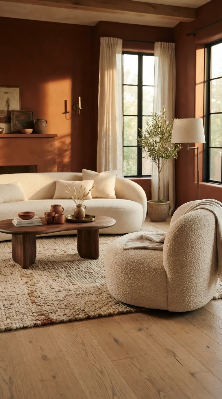 moody home color scheme ideas Deep Rust and Cream