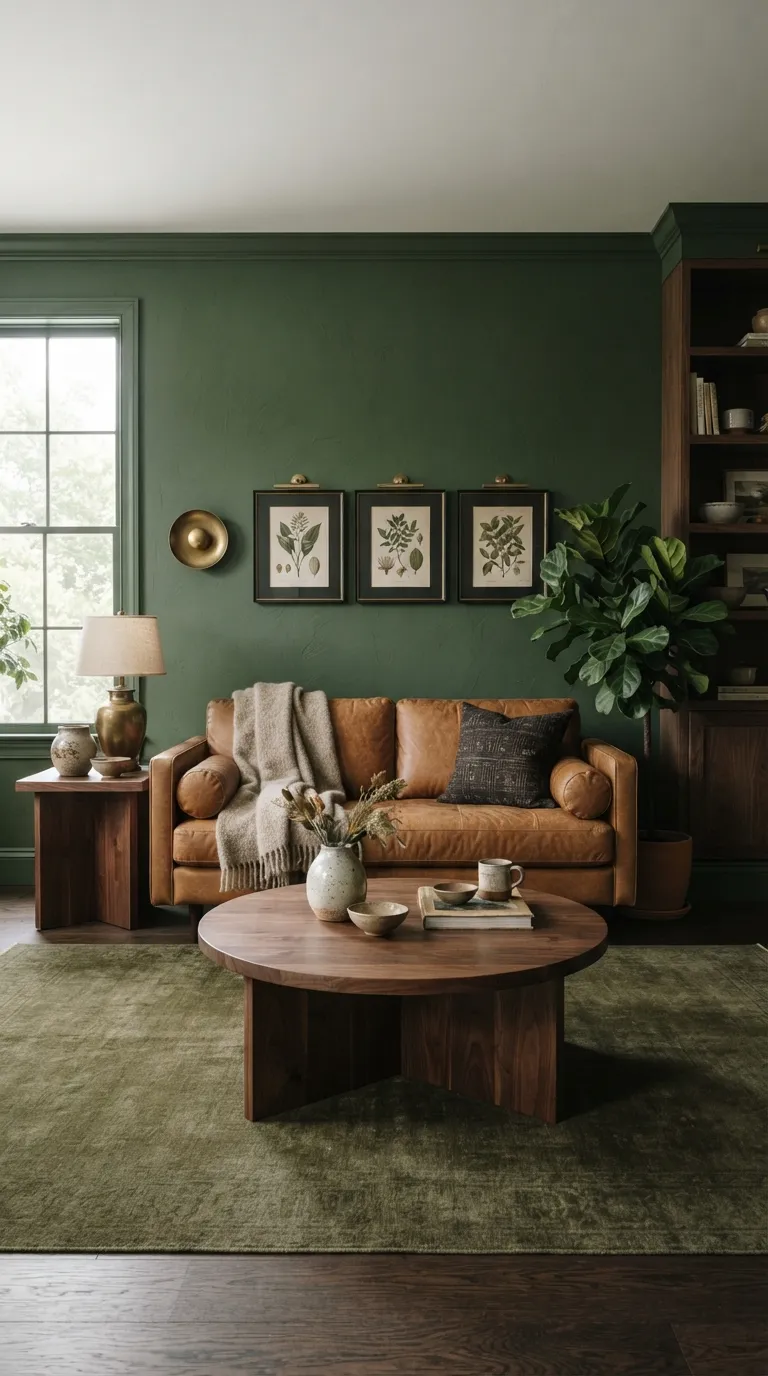 moody home color scheme ideas Forest Green and Walnut