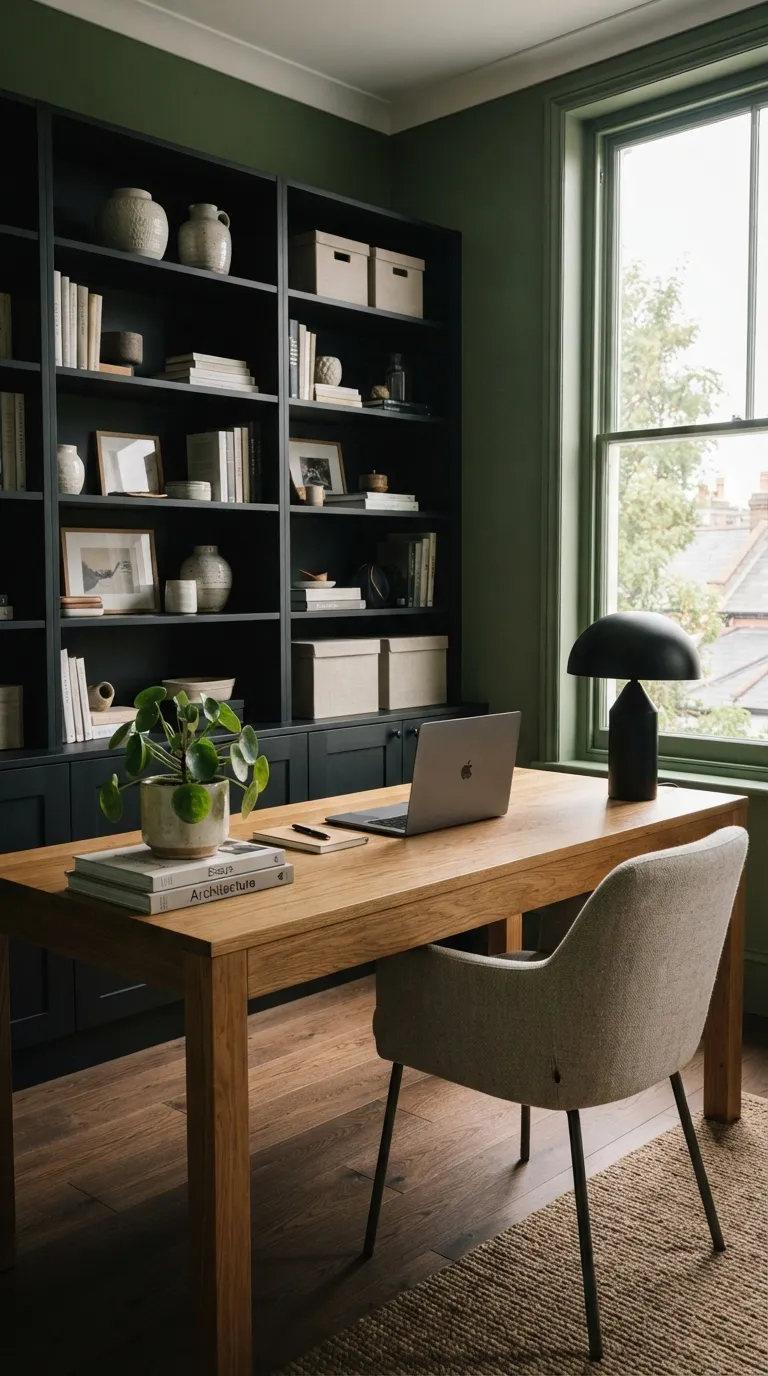 moody home color scheme ideas Moss Green and Black