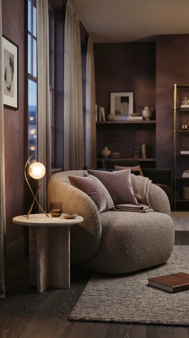 moody home color scheme ideas Plum and Soft Taupe