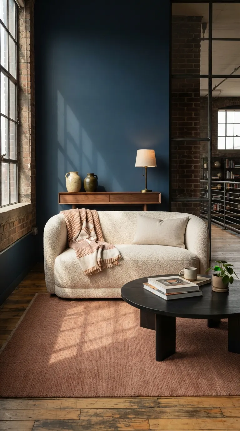 moody loft designs Dark Blue Accent Wall