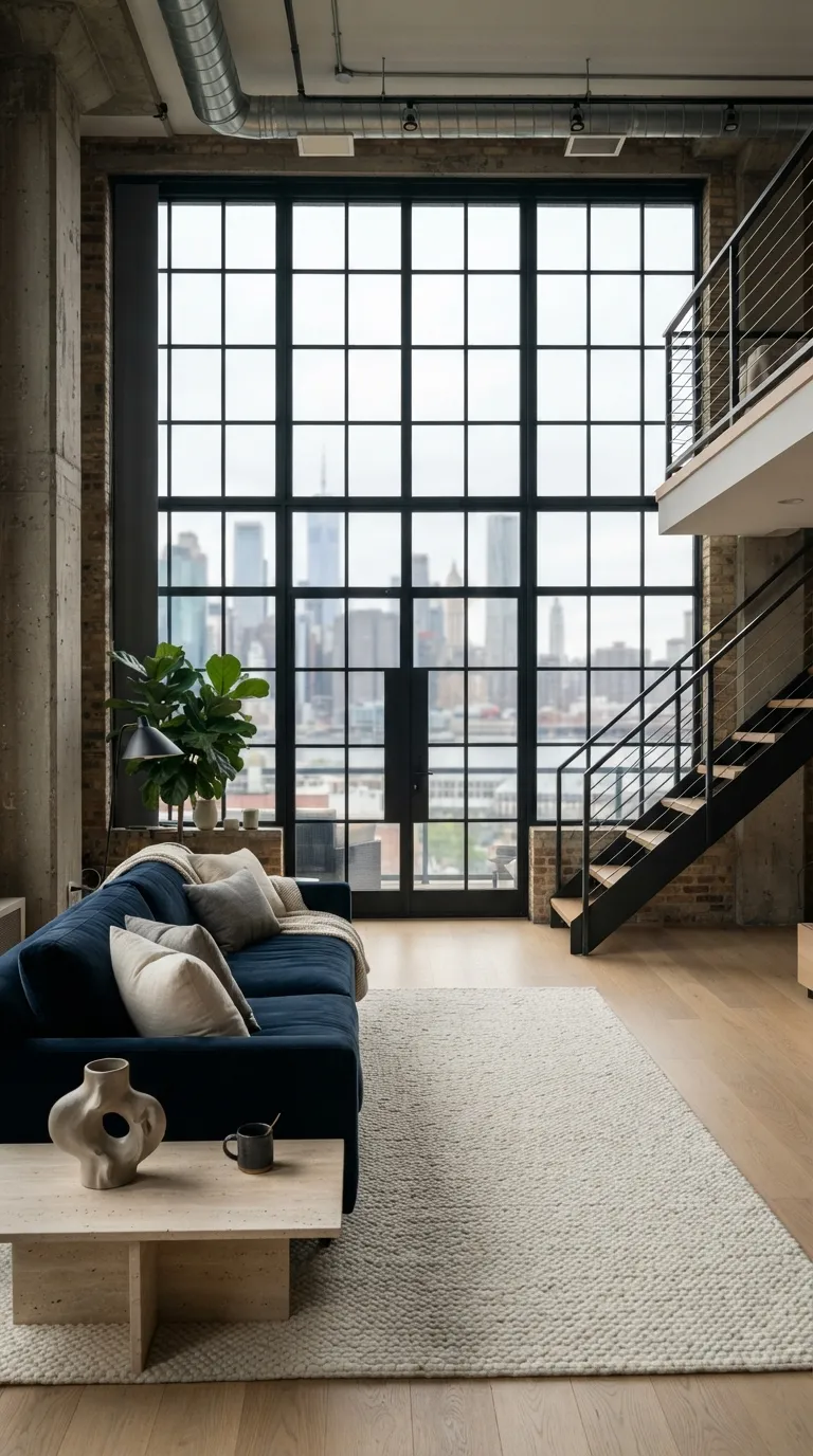 moody loft designs Dramatic Window Wall