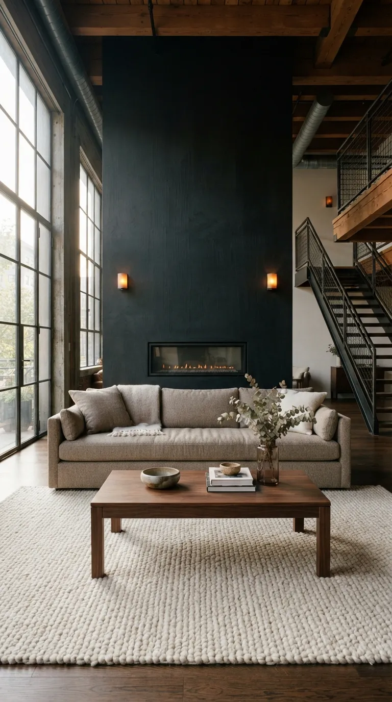 moody loft designs Moody Black Fireplace