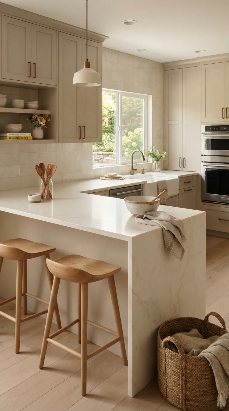 neutral kitchen color palette ideas Beige With Creamy Quartz