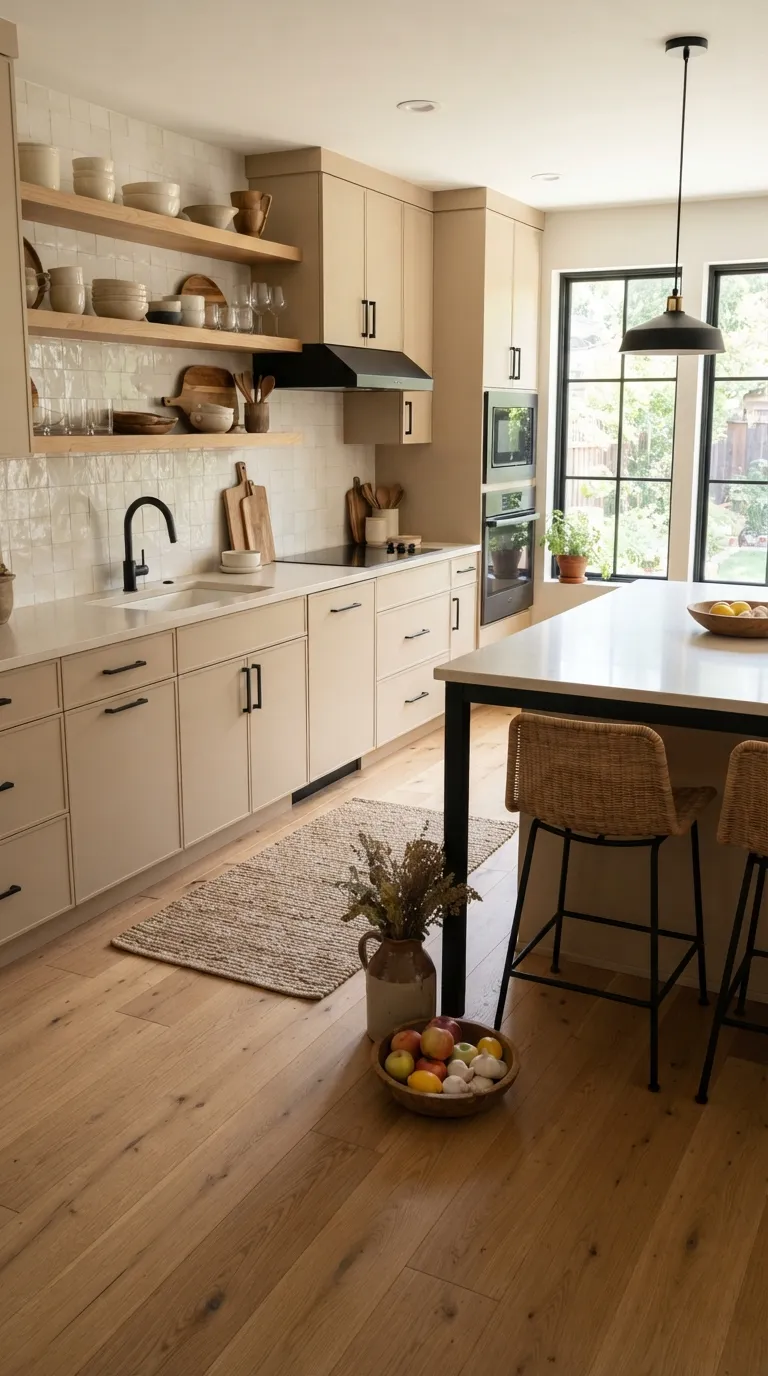 neutral kitchen color palette ideas Beige With Matte Black
