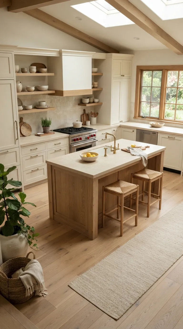 neutral kitchen color palette ideas Cream and Natural Oak