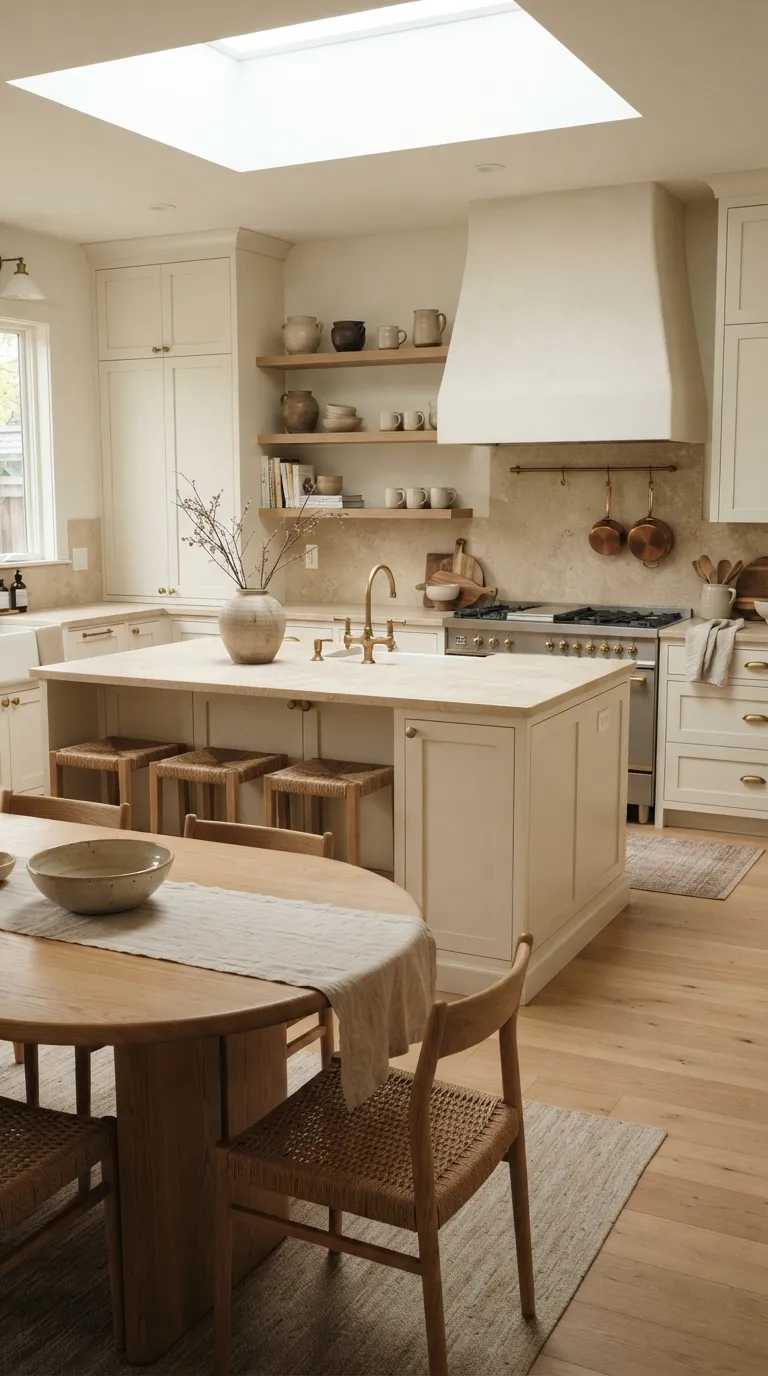 neutral kitchen color palette ideas Creamy White and Beige Stone