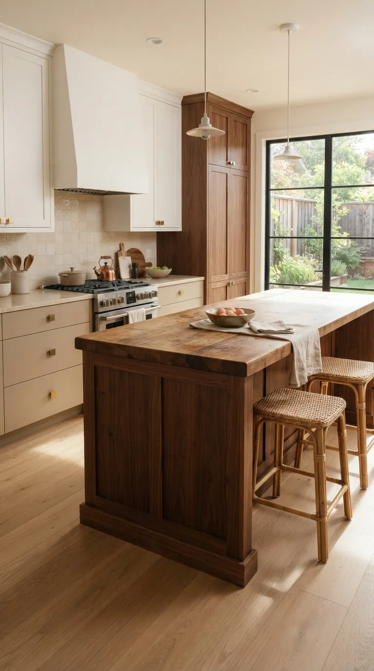 neutral kitchen color palette ideas Sand, White, and Walnut