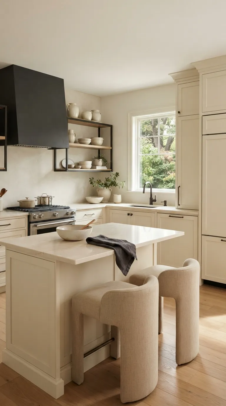 neutral kitchen color palette ideas Soft Cream and Charcoal