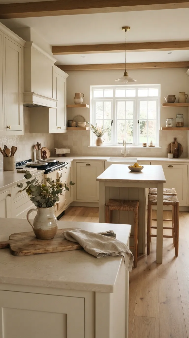 neutral kitchen color palette ideas Warm Ivory Cabinets