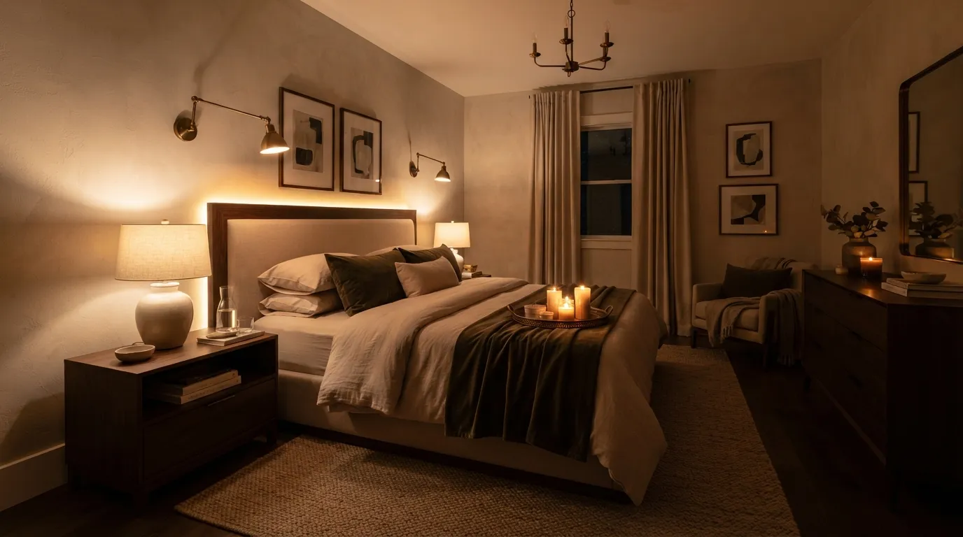 romantic moody bedroom Layered Ambient Lighting