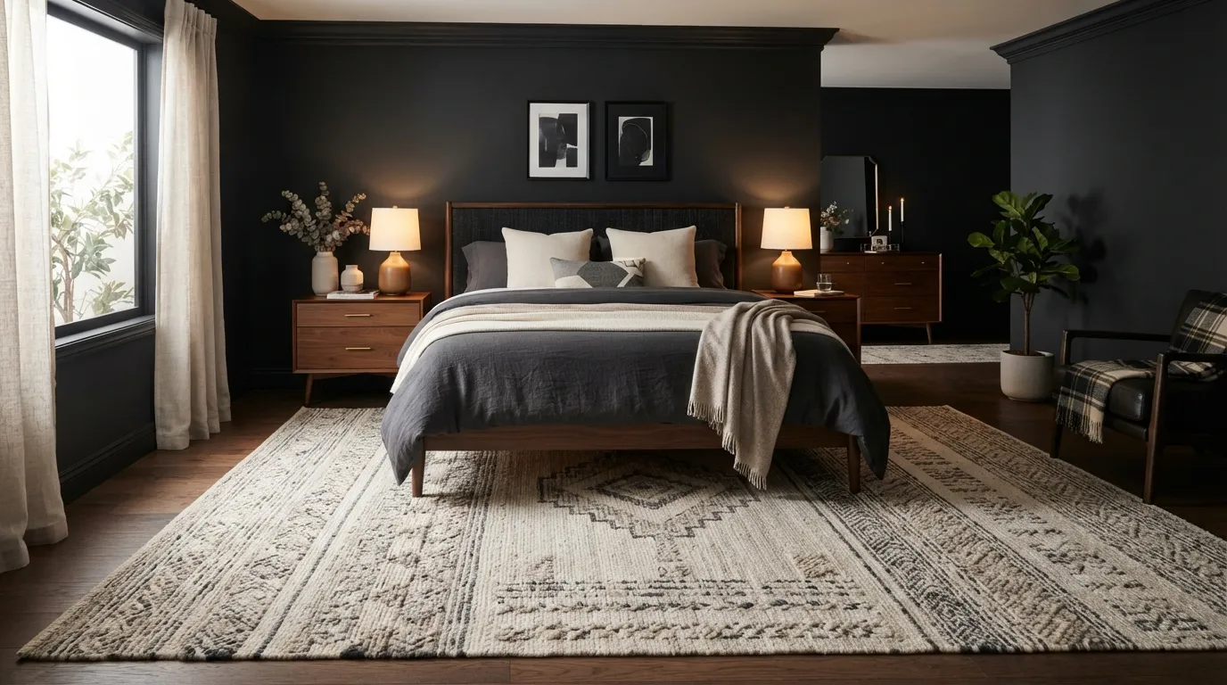 romantic moody bedroom Textured Area Rug