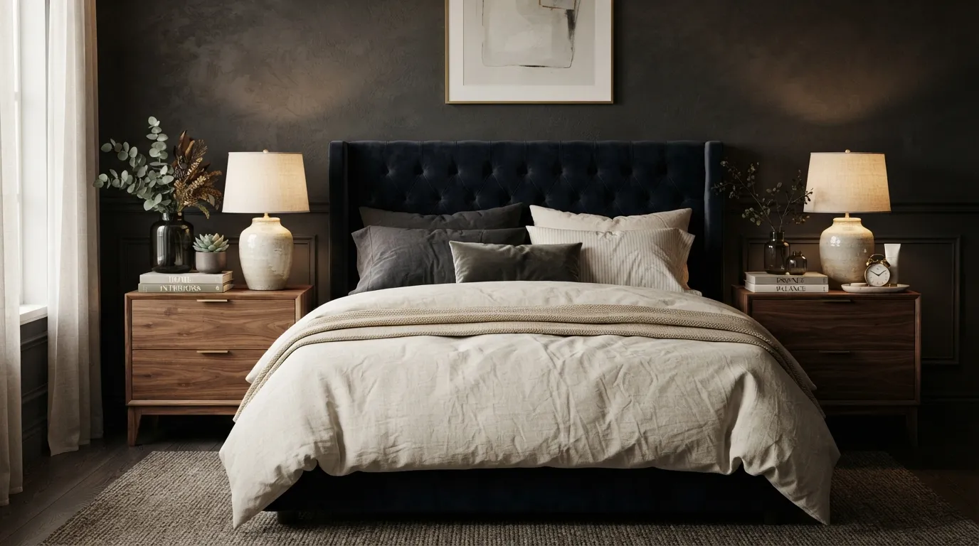 romantic moody bedroom Wood Nightstands