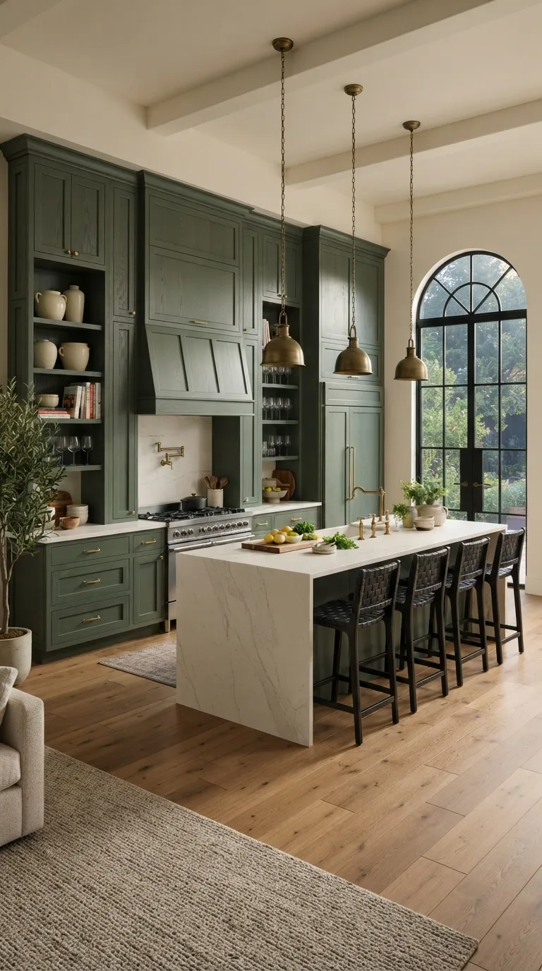 sage green kitchen color ideas Deep Sage Statement Kitchen