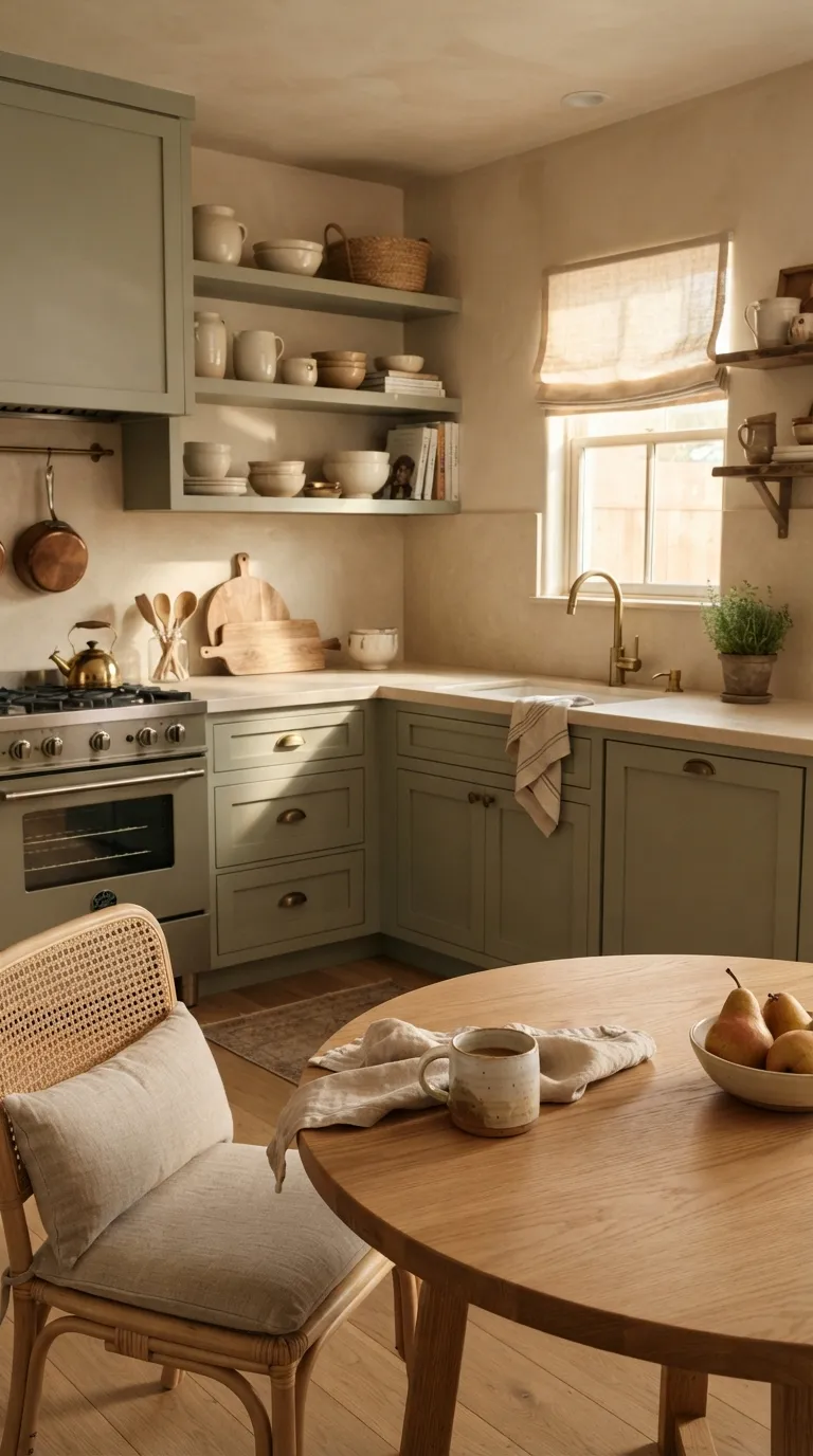 sage green kitchen color ideas Muted Sage and Beige