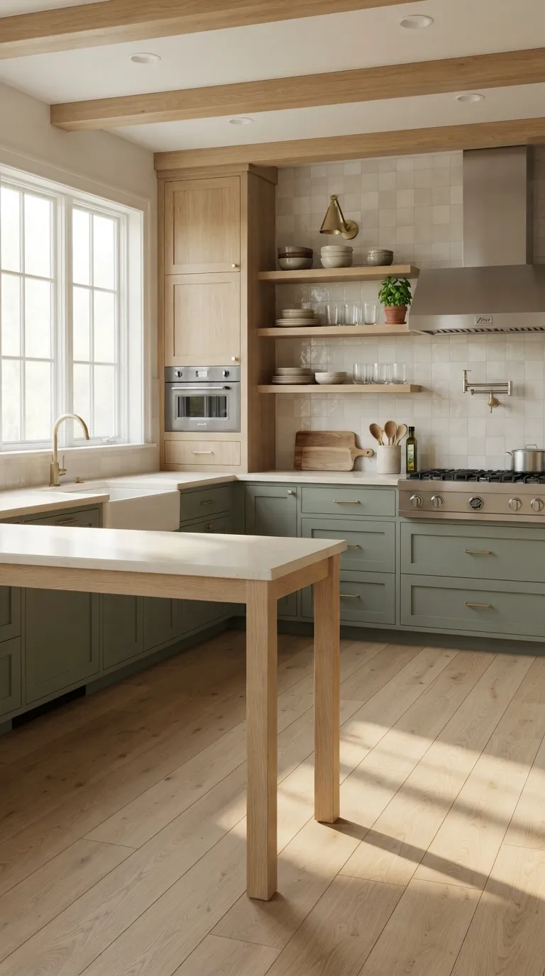 sage green kitchen color ideas Sage and Natural Oak