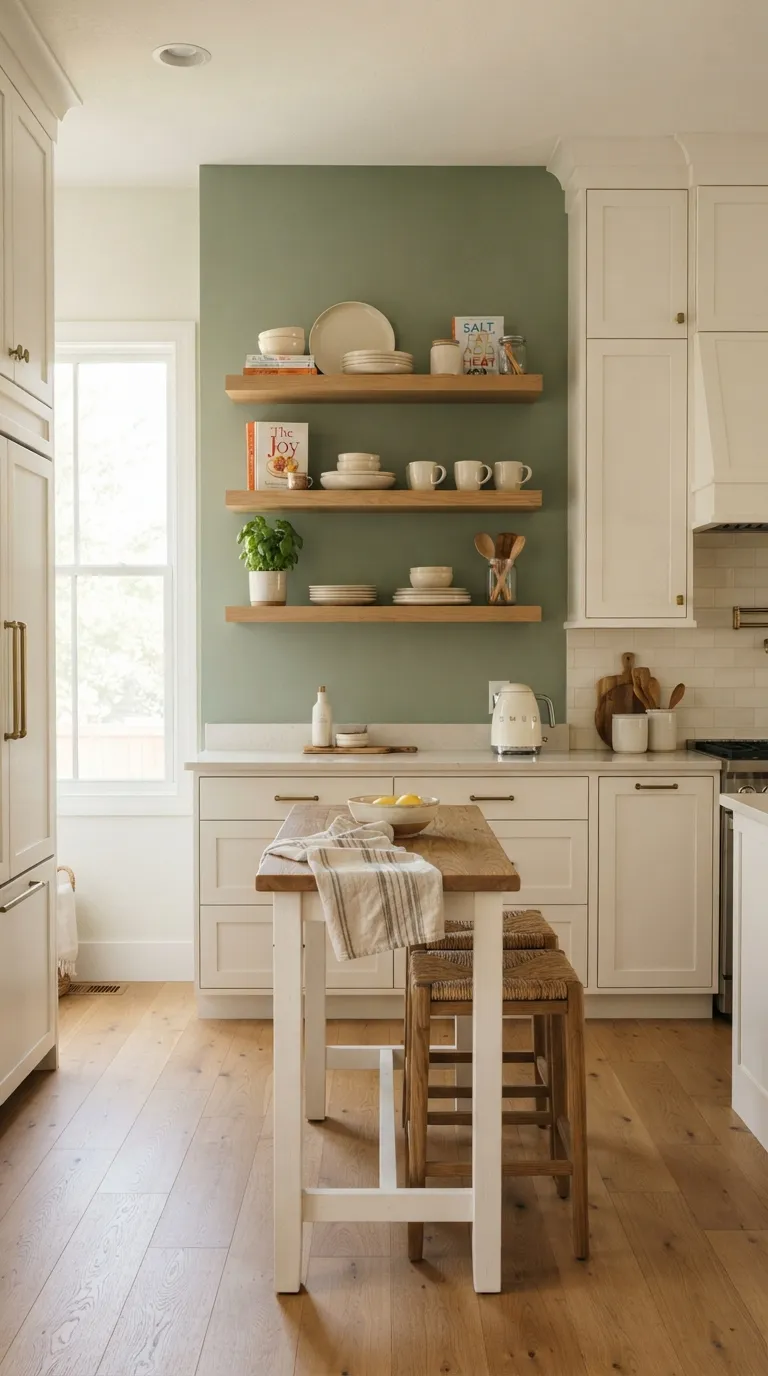 sage green kitchen color ideas Sage Green Accent Wall