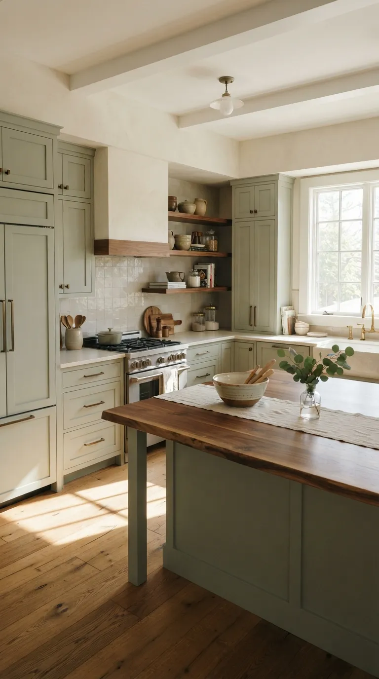 sage green kitchen color ideas Sage Green and Warm Wood