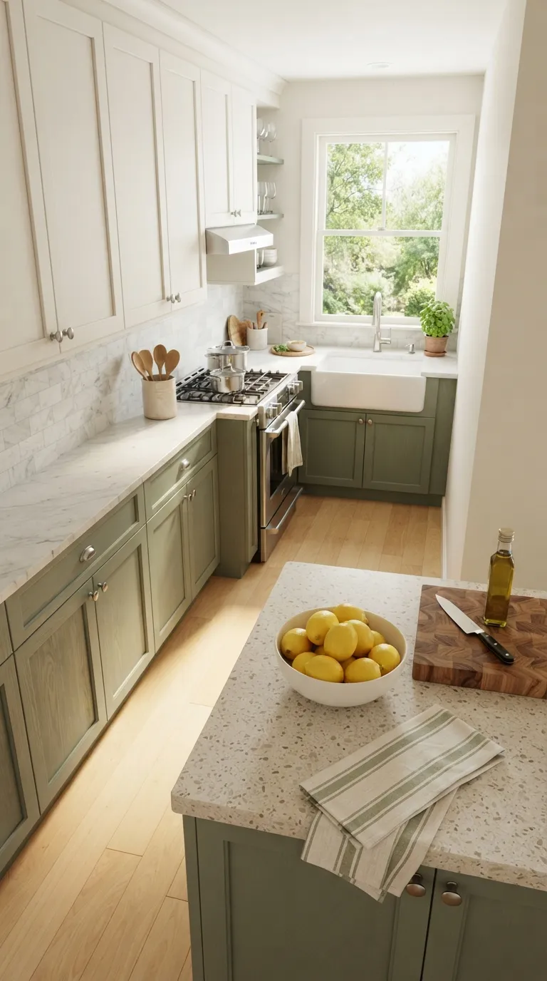 sage green kitchen color ideas Sage Green Lower Cabinets
