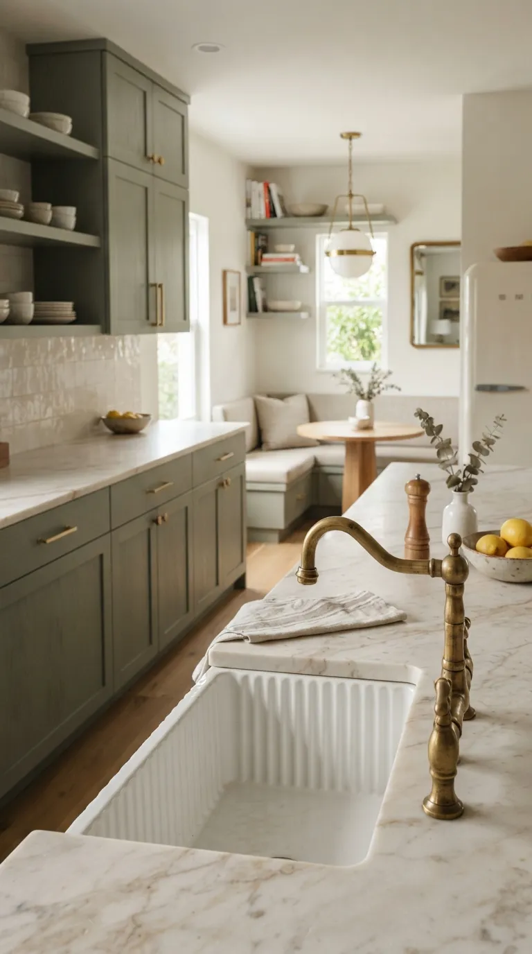 sage green kitchen color ideas Sage with Brass Accents