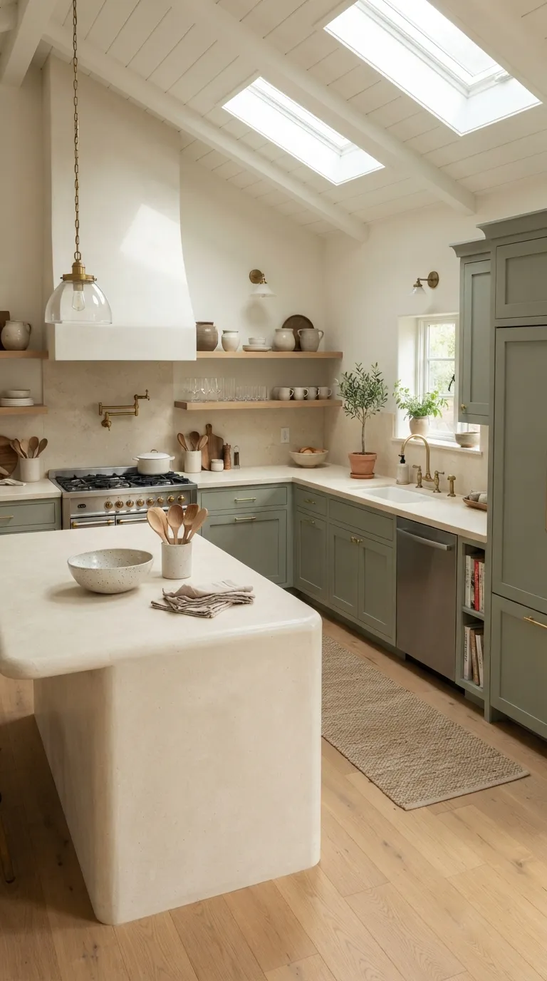 sage green kitchen color ideas Sage with Cream Stone