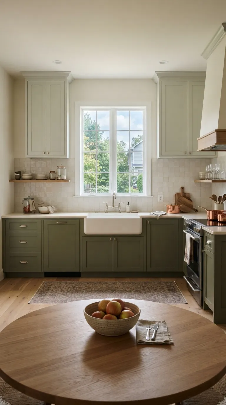 sage green kitchen color ideas Two-Tone Sage Cabinets