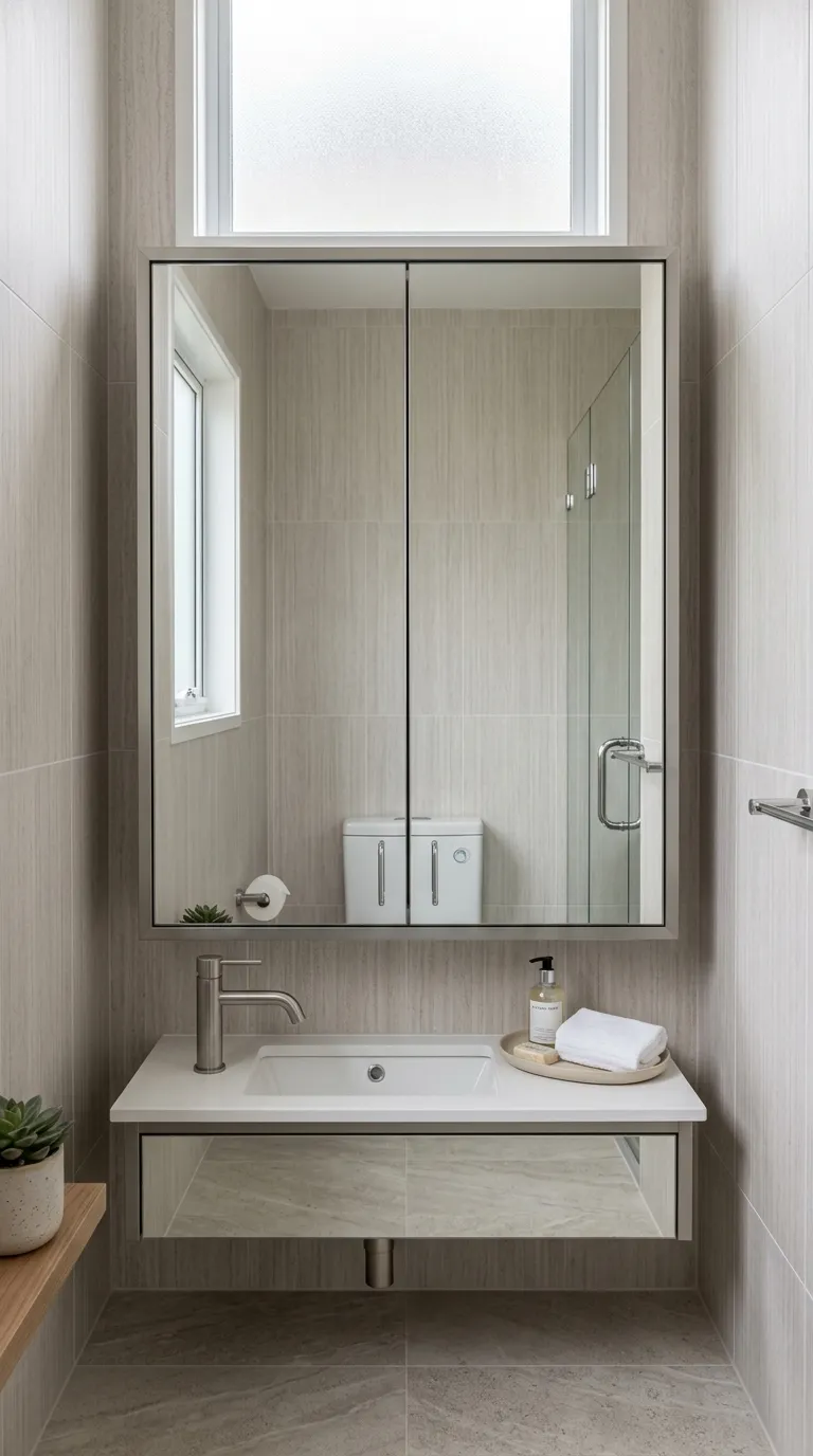 small bathroom vanity ideas Add a Mirrored Vanity Cabinet