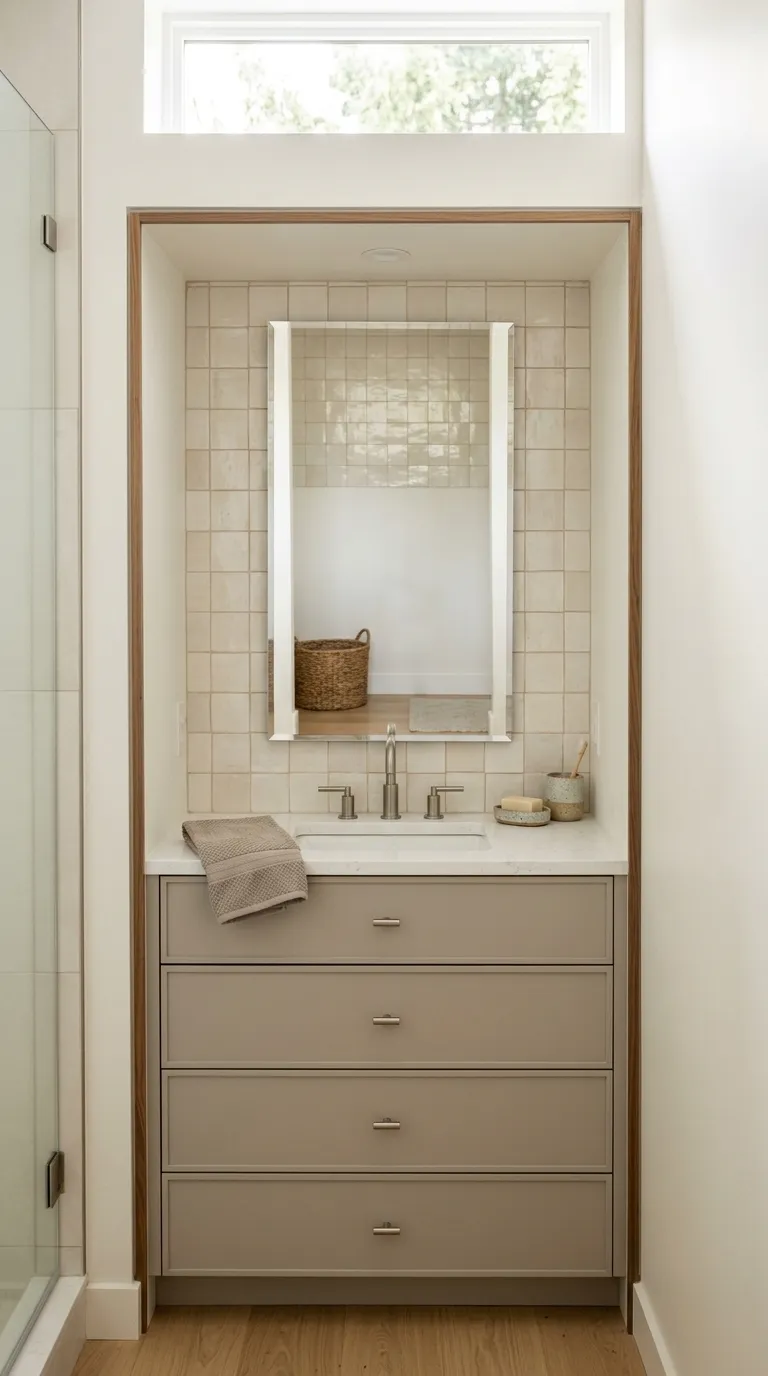small bathroom vanity ideas Install a Recessed Vanity for a Built-In Look