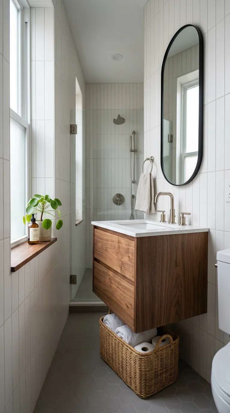 small bathroom vanity ideas Try a Floating Vanity for More Floor Space
