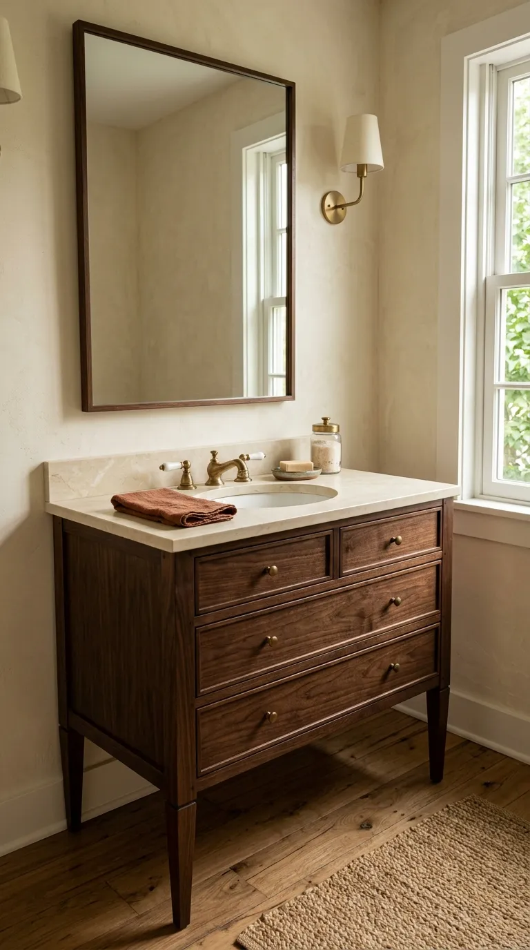 small bathroom vanity ideas Try a Freestanding Furniture-Style Vanity