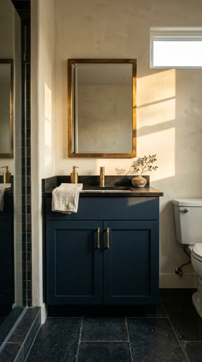 small bathroom vanity ideas Use a Dark Vanity as a Focal Point