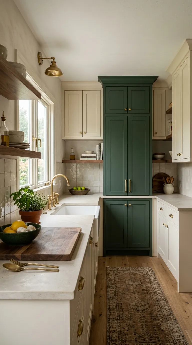 small kitchen color ideas Forest Green Accents