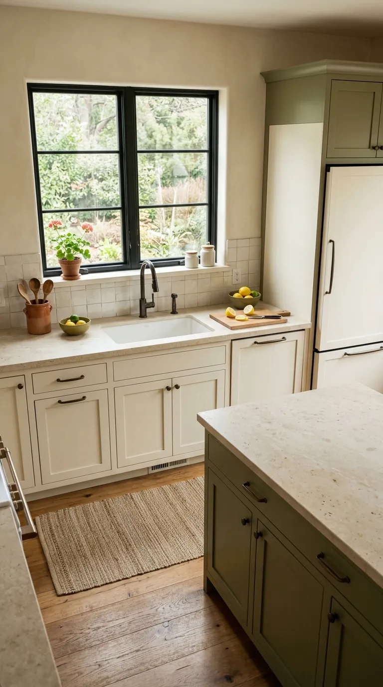 small kitchen color ideas Olive Green Accents