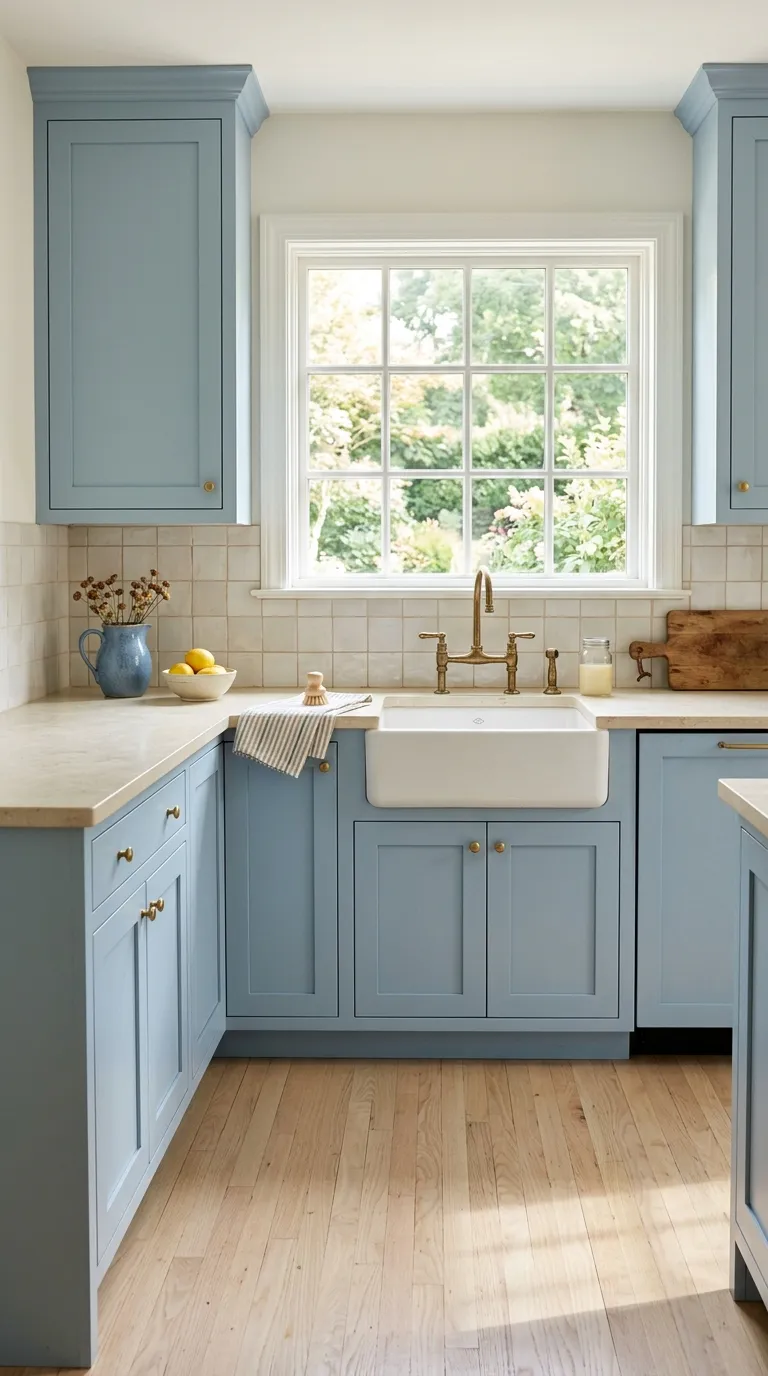 small kitchen color ideas Powder Blue Cabinets