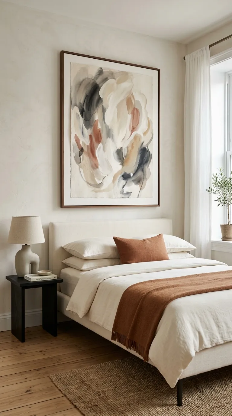 small luxury bedroom decor ideas Hang Art Above the Bed